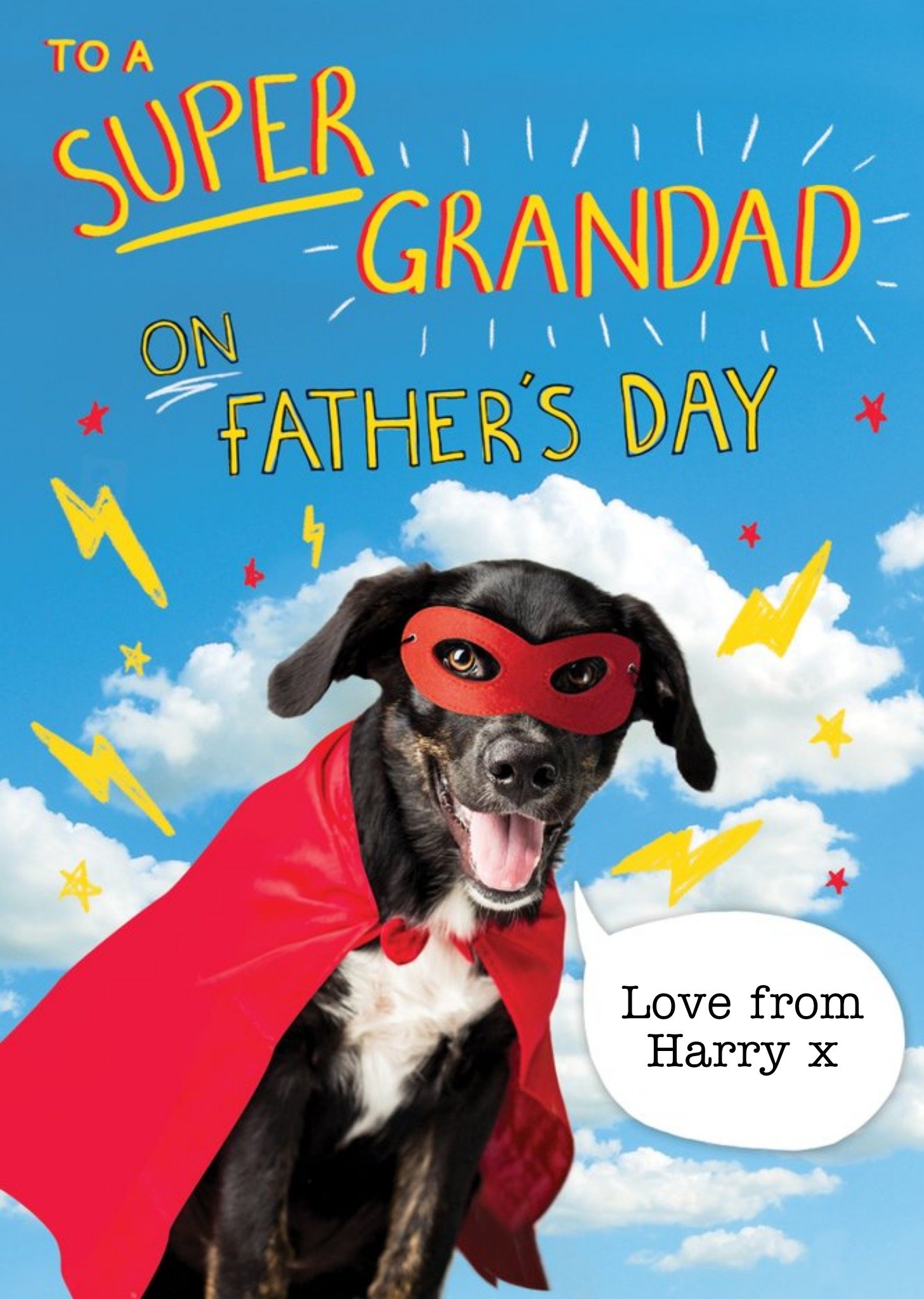 Moonpig Super Dog Cute Photographic To A Super Grandad On Fathers Day, Large Card