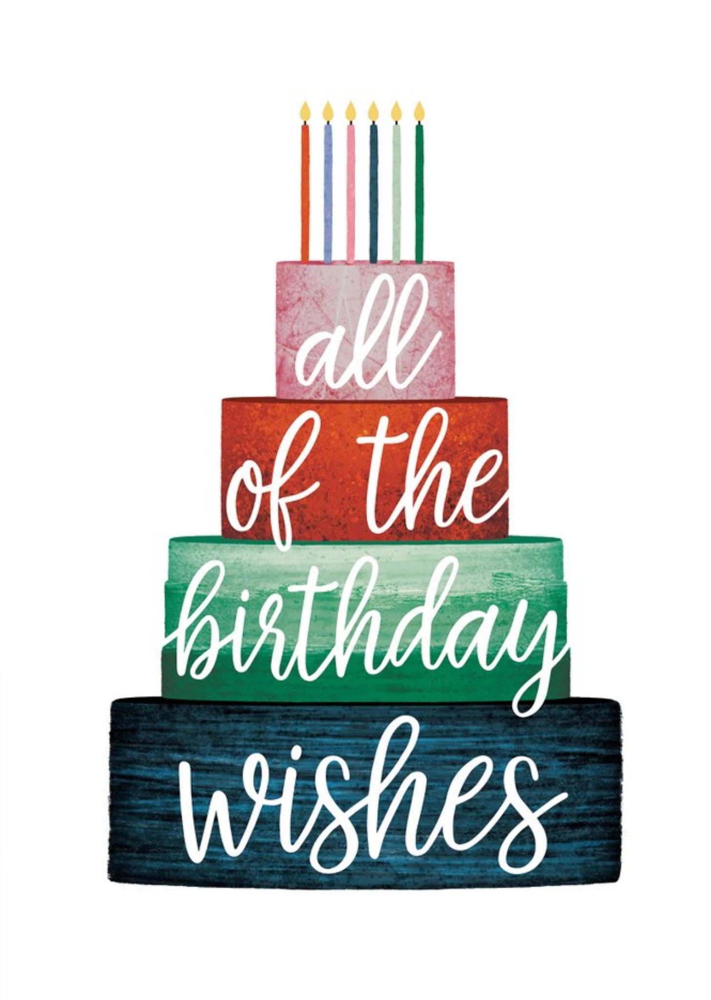 Moonpig Folio Illustrated Birthday Cake. All The Wishes Birthday Card, Large