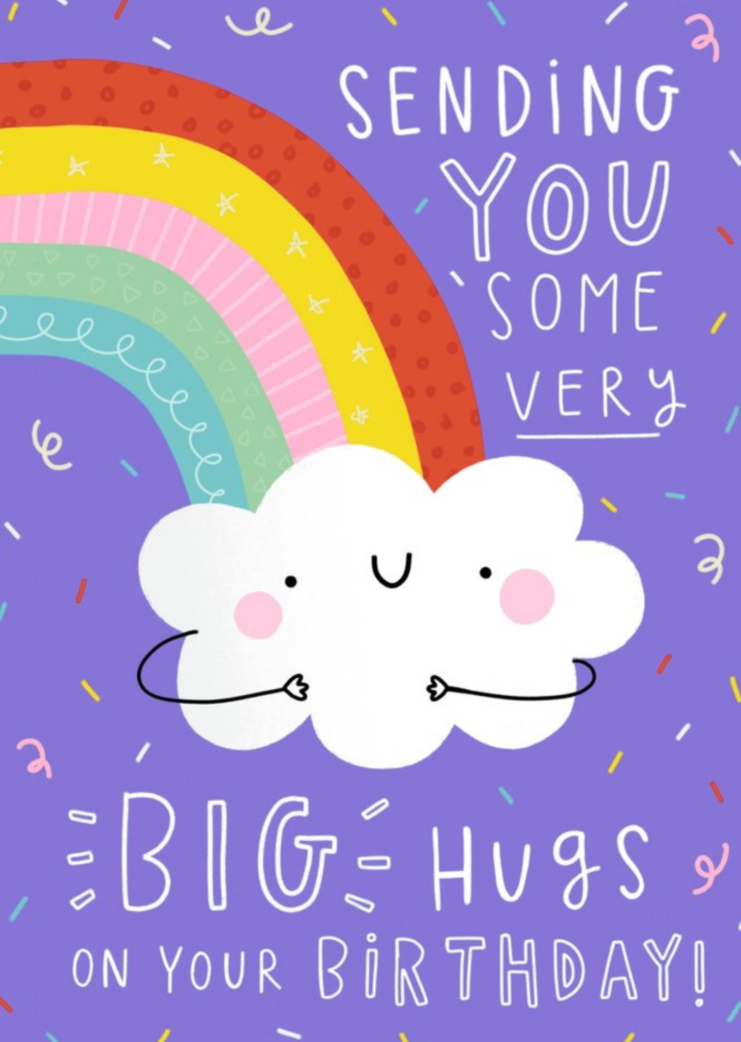 Moonpig Jess Moorhouse Cute Illustrated Rainbow Hugs Birthday Card Ecard