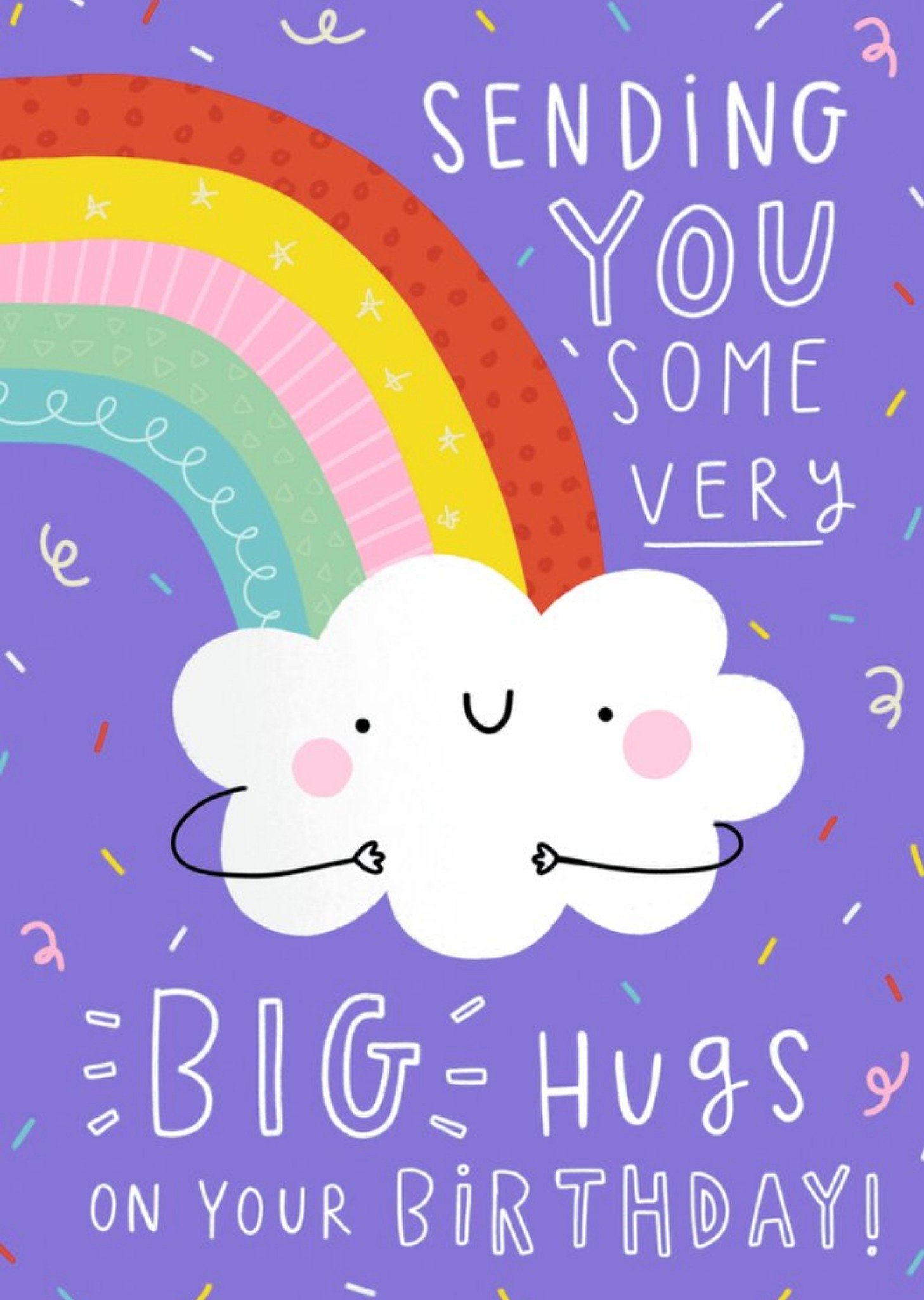 Jess Moorhouse Cute Illustrated Rainbow Hugs Birthday Card Ecard