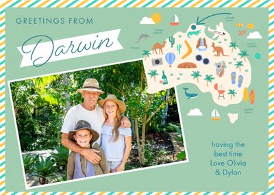 Greetings From Darwin Postcard Style Photo Upload Card