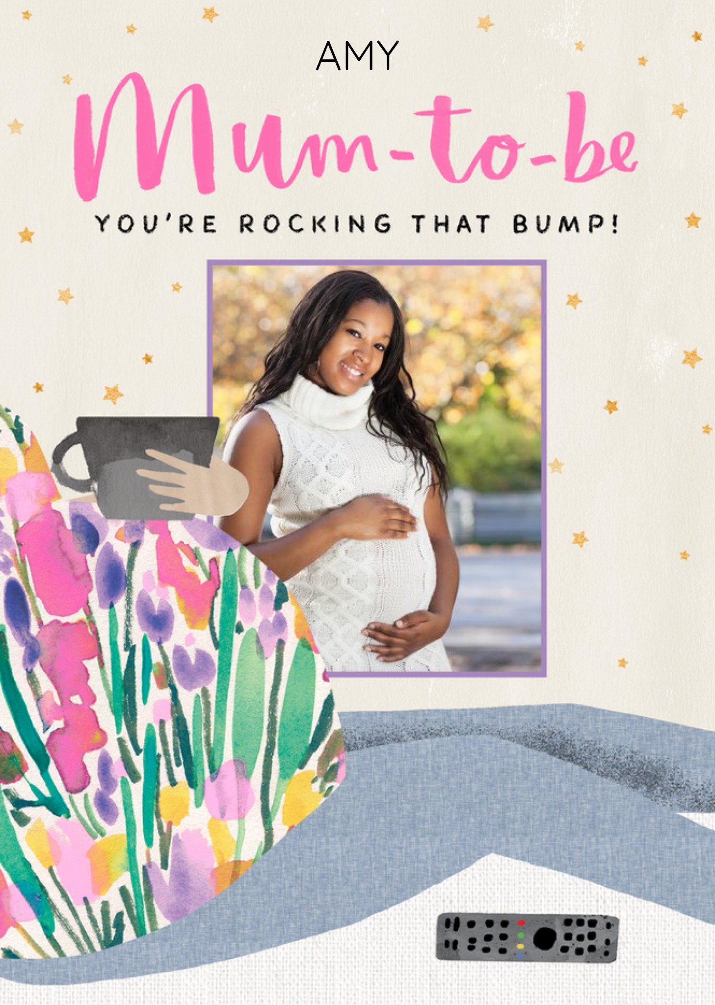 Editable Illustrative Mum-To-Be Card