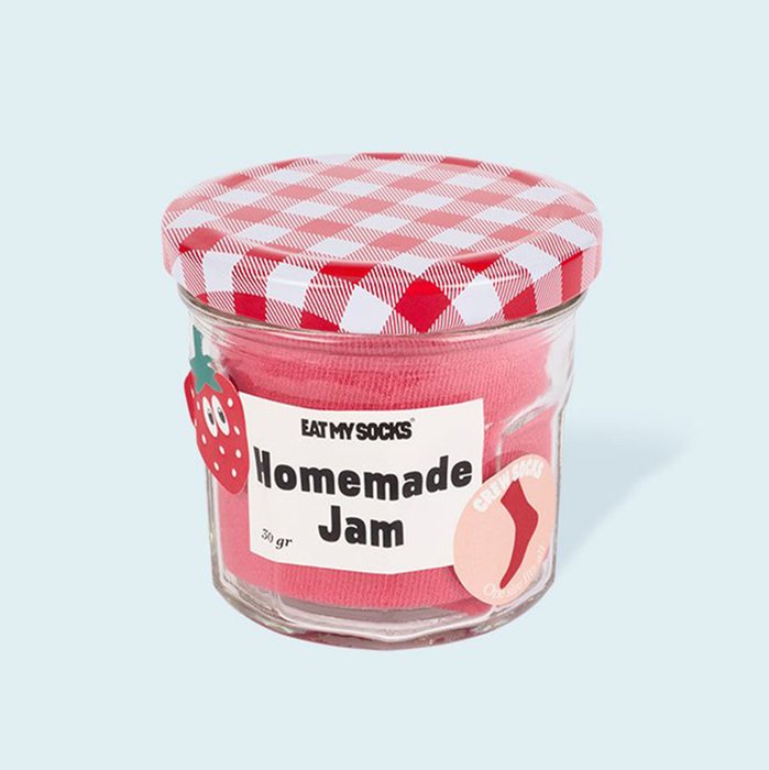 Pink Strawberry Jam Jar Adult Novelty Socks