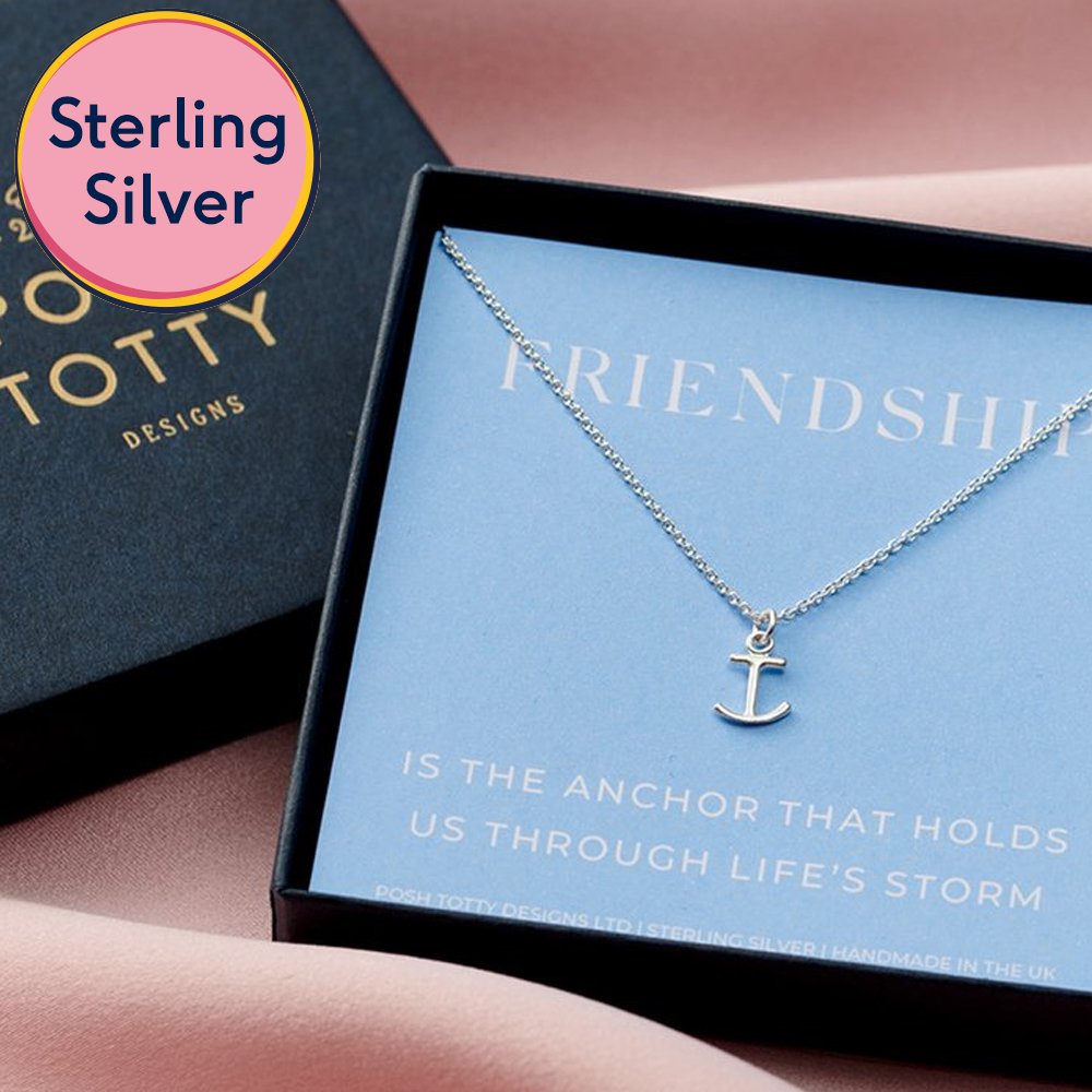 Posh Totty 'friendship' Anchor Silver Necklace