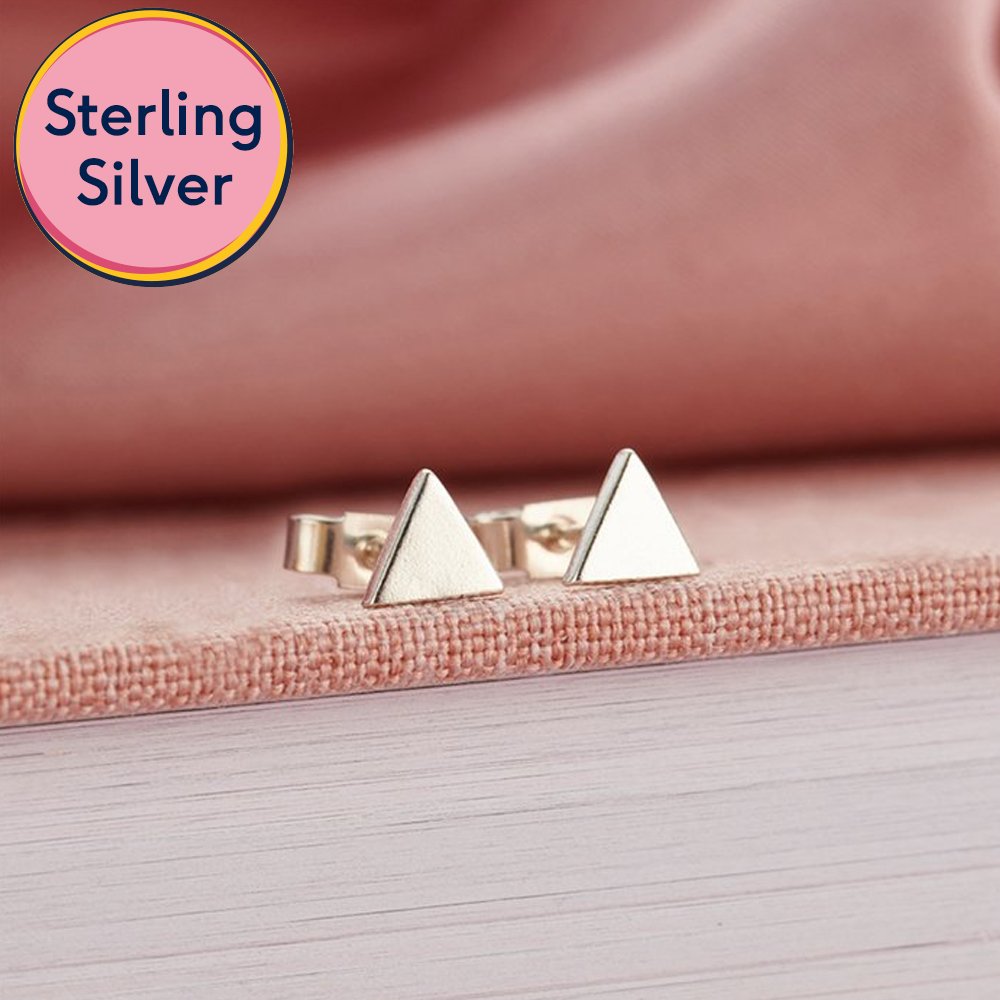 Posh Totty Triangle Stud Silver Earrings