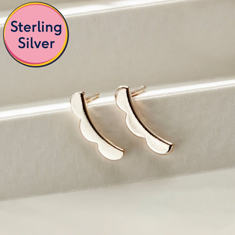 Posh Totty Scallopped Stud Silver Earrings