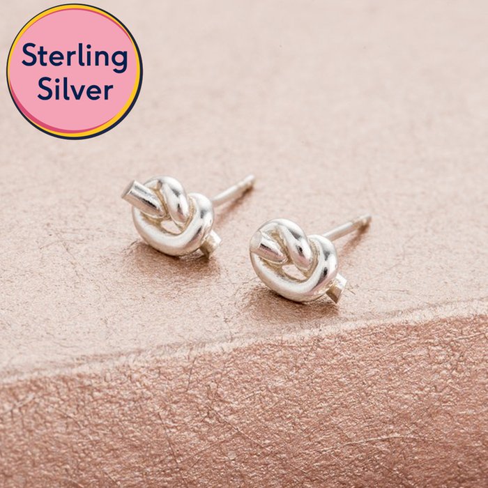 Knot Stud Silver Earrings