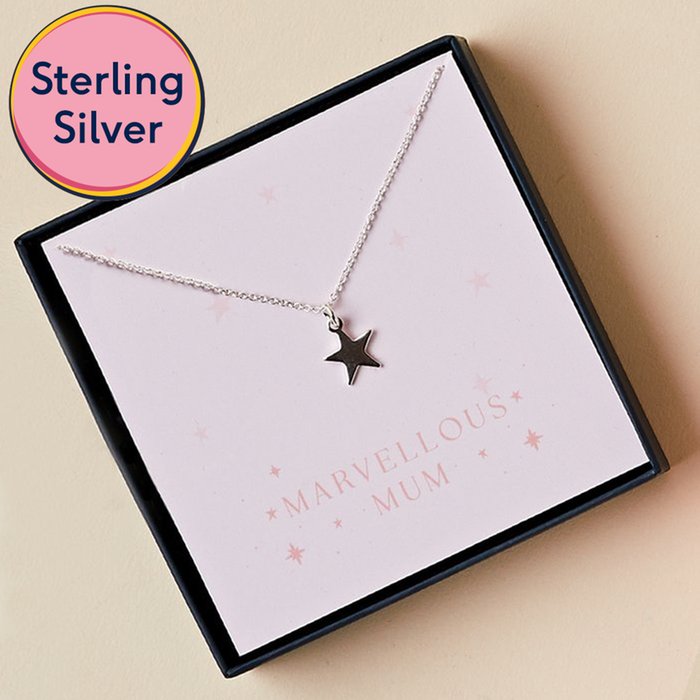 'Marvellous Mum' Silver Star Necklace