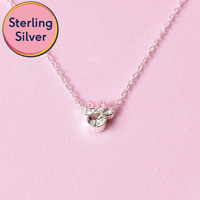 Disney Minnie Mouse Sterling Silver Crystal Necklace