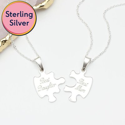 Best Mum & Daughter Jigsaw Silver Necklace Duo