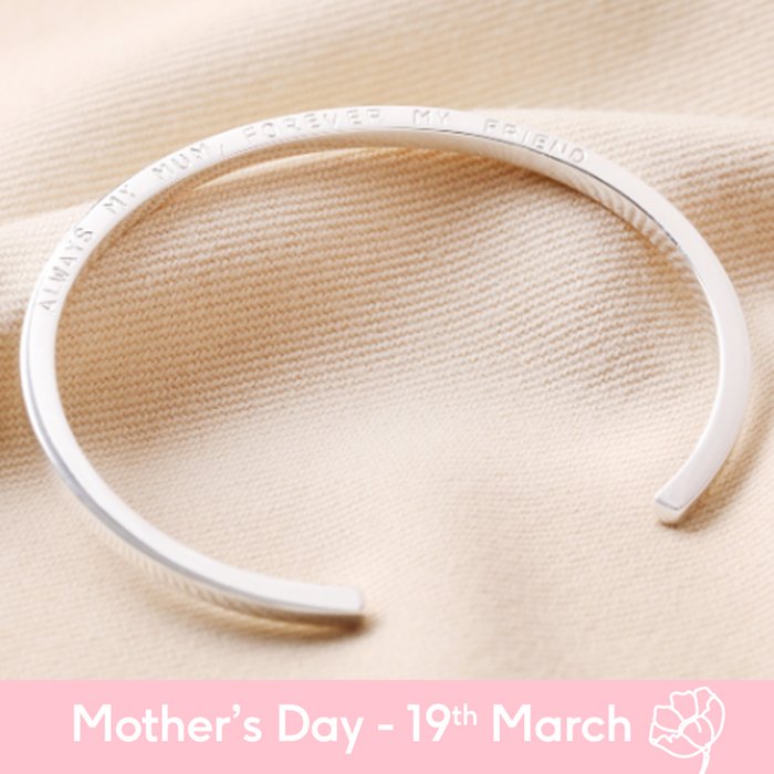 Always My Mum Engraved Silver Open Bangle