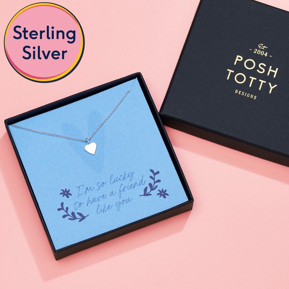 Posh Totty I'm So Lucky To Have A Friend Like You Silver Heart Necklace