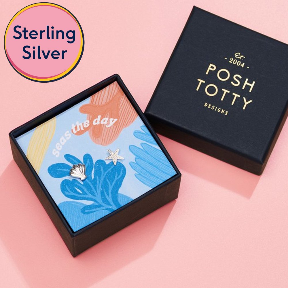 Posh Totty Seas The Day Silver Earrings