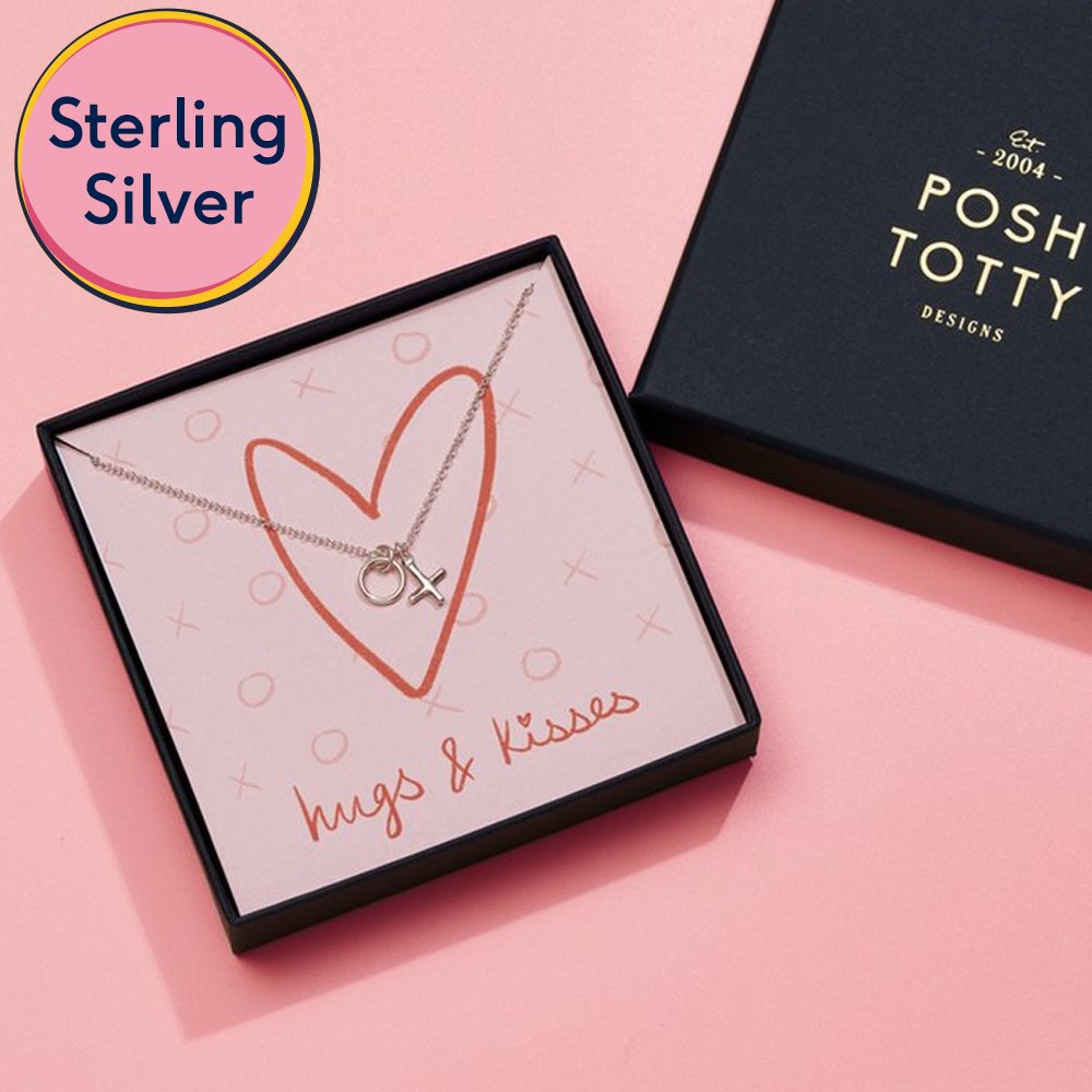 Posh Totty Hugs And Kisses Silver Necklace