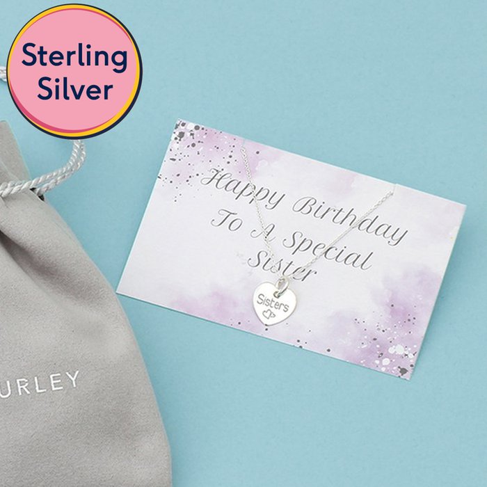 Happy Birthday to a Special Sister Engraved Silver Heart Necklace