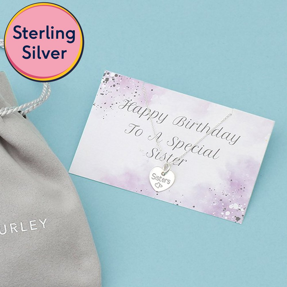 Happy Birthday To A Special Sister Engraved Silver Heart Necklace