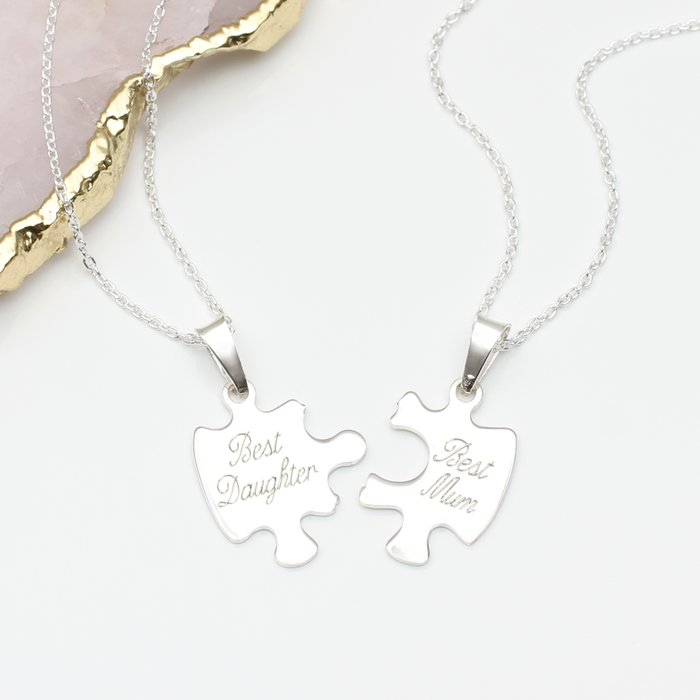 Mum & Daughter Jigsaw Necklace Duo