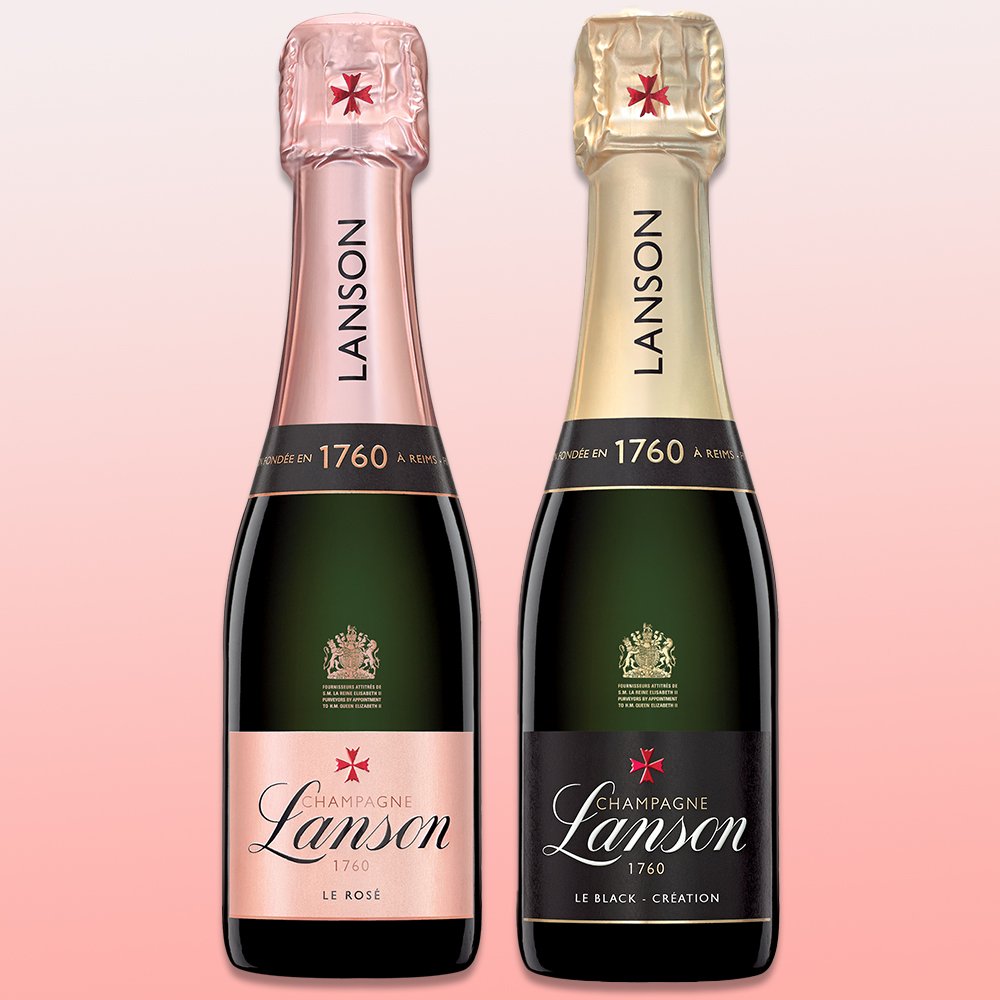 Mini Lanson Champagne X2 20Cl Gift Set Alcohol