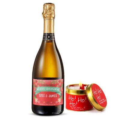 Personalised Prosecco 75cl & Christmas Candle Gift Set
