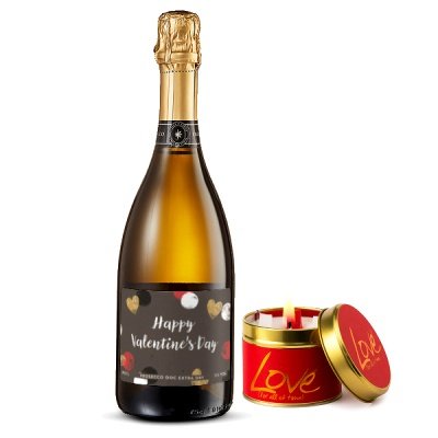 Personalised Prosecco and Lily Flame Love Candle Gift Set