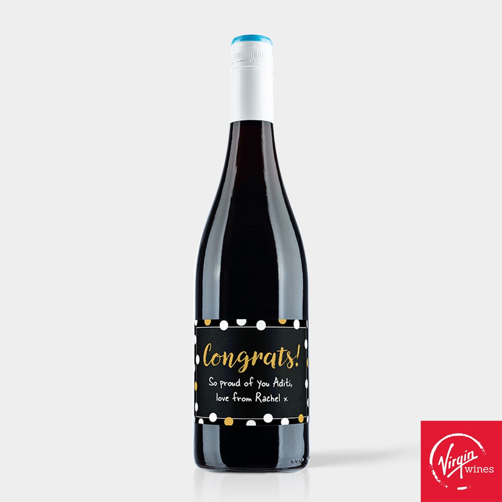 Personalised Congratulations Virgin Wines Merlot Alcohol