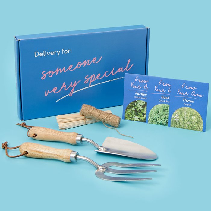 Letterbox Herb Seeds and Tools Gift Set