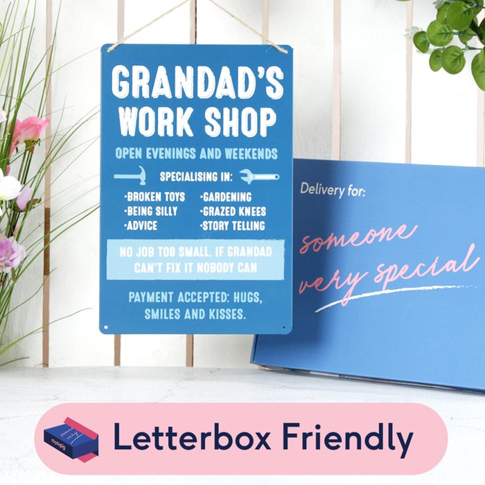 Letterbox Grandad's Workshop Metal Sign