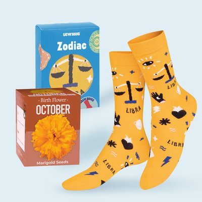 Grow Your Own October Birth Flower & Libra Socks 