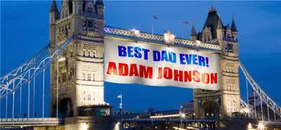 Father's Day Tower Bridge Banner Personalised Mug