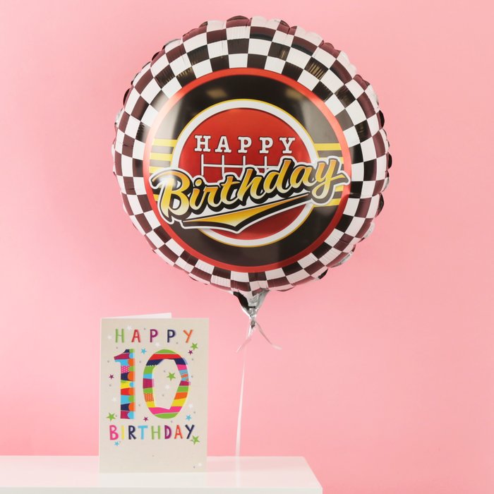 Happy Birthday Checkered Balloon