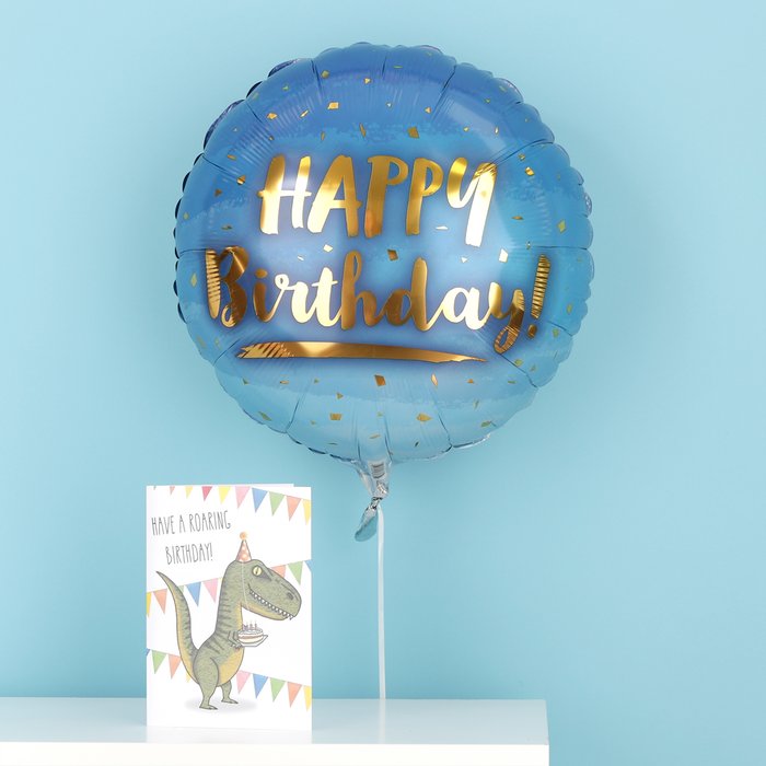 Happy Birthday Blue Ombre Balloon