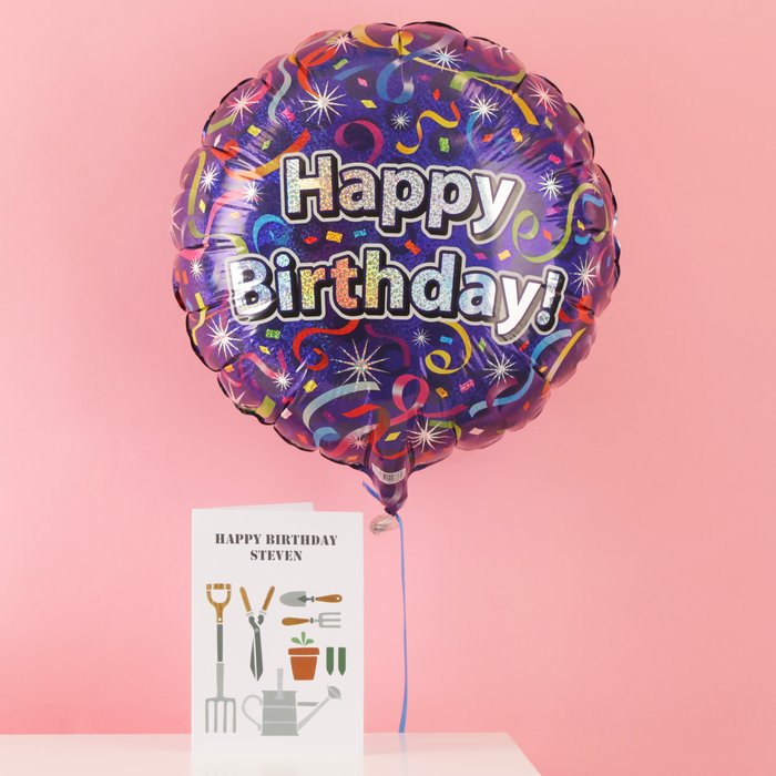 Happy Birthday Blue Confetti Balloon