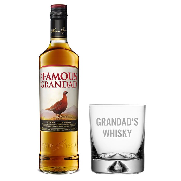 Grandad's Whisky Glass & Famous Grouse 70cl Gift Set