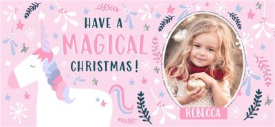 Christmas Pink Magical Unicorn Photo Upload Mug