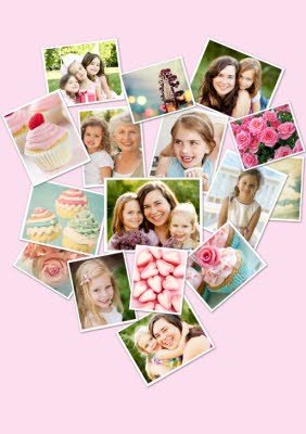 Heart Shaped Photo Collage Pink T-Shirt