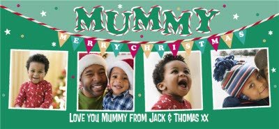 Merry Christmas Mummy Green Bunting Photo Upload Mug