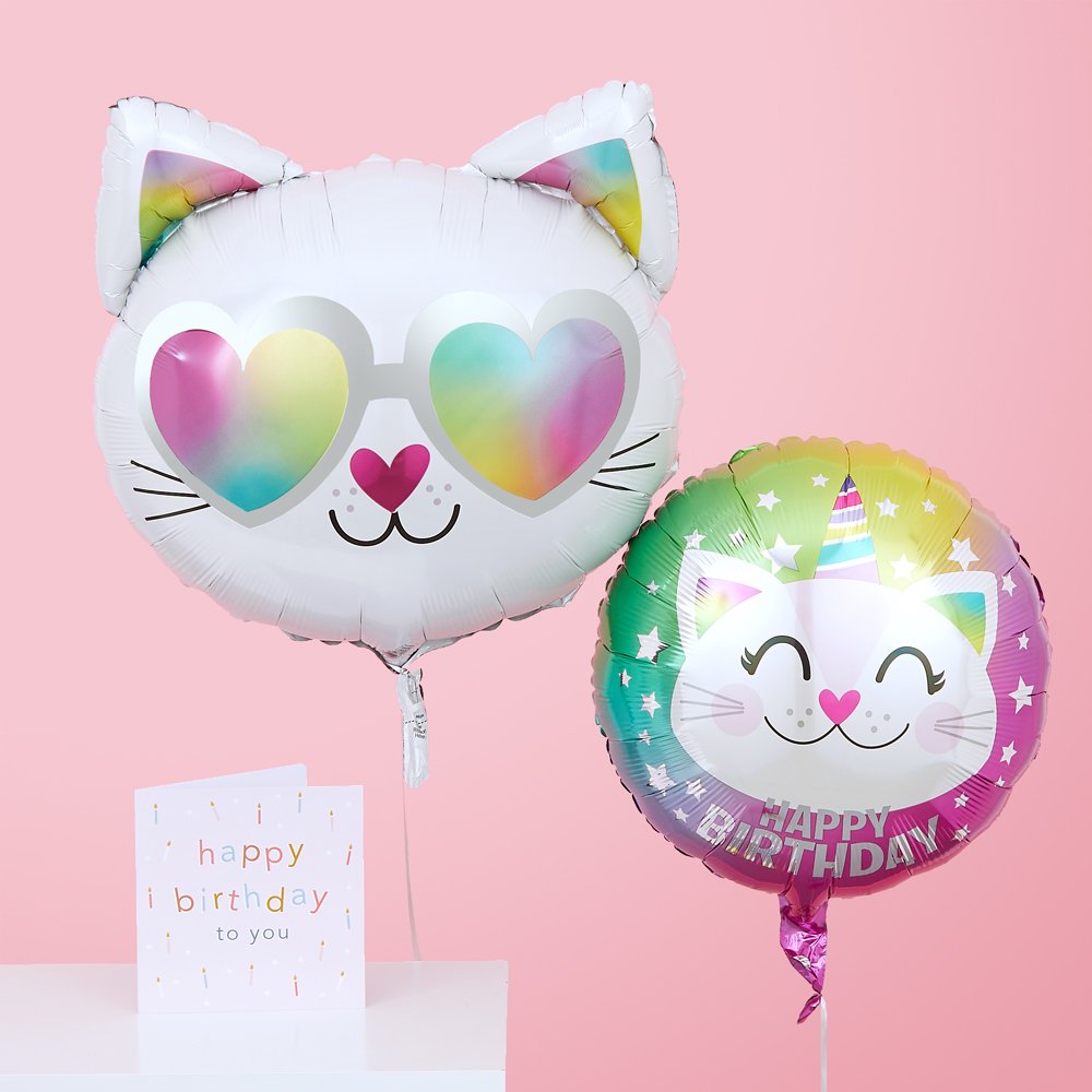 Happy Cat Birthday Balloon Duo