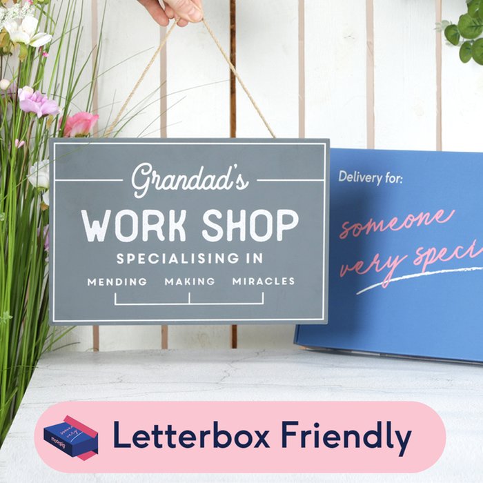Letterbox Grandad's Workshop Wooden Sign