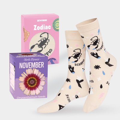 Grow Your Own November Birth Flower & Scorpio Socks