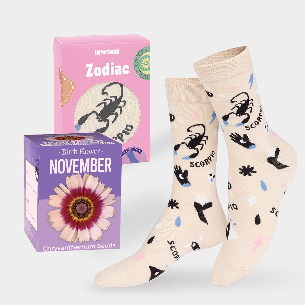 Eat My Socks Grow Your Own November Birth Flower & Scorpio Socks