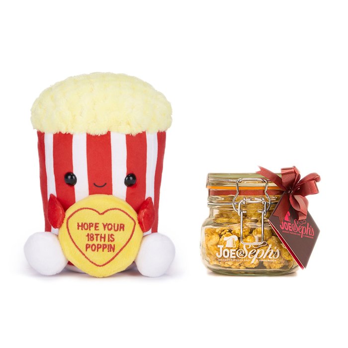 Poppin' 18th Birthday Plush & Salted Caramel Popcorn Bundle