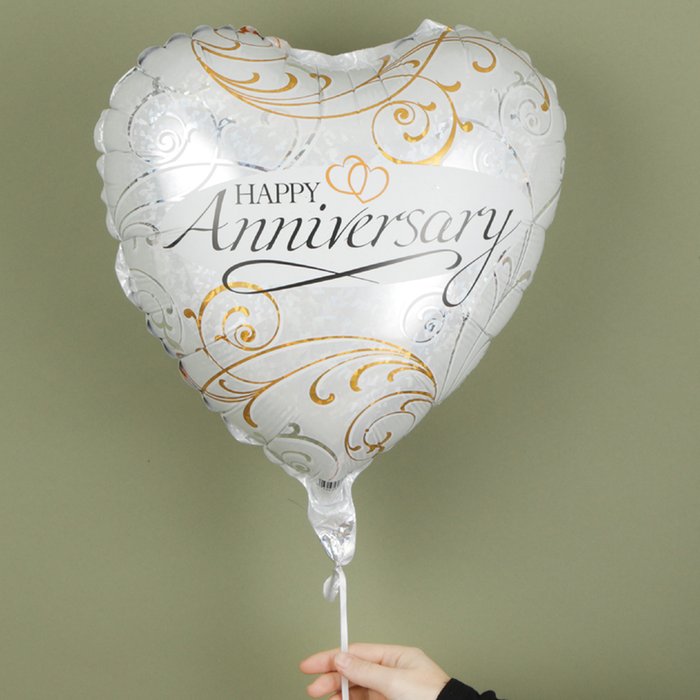 Happy Anniversary Silver Heart Balloon