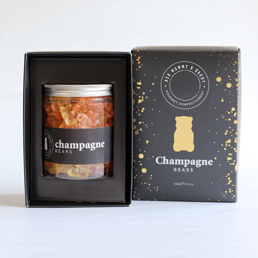 Ask Mummy & Daddy Champagne Bears Sweets Jar Gift Box 250G