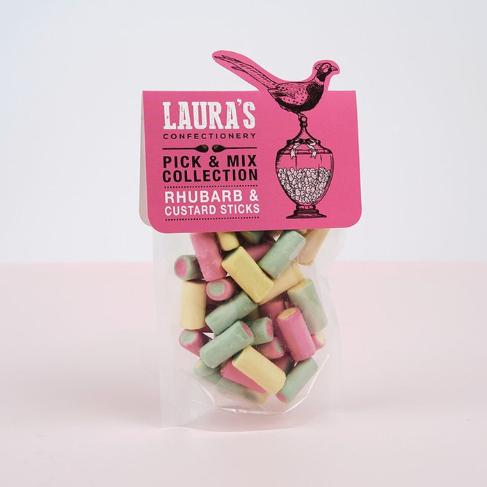 Laura's Confectionery Rhubarb and Custard Sticks Pouch (130g)
