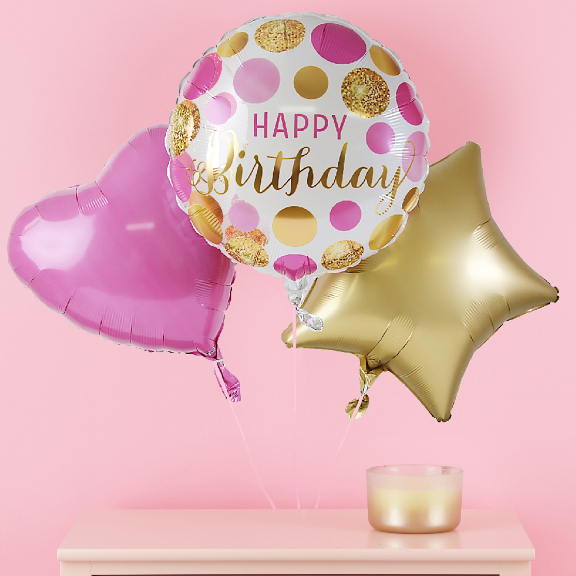 Moonpig Pink & Gold Birthday Trio Balloon