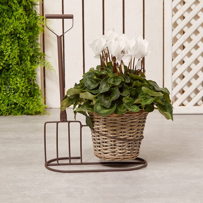 White Cyclamen and Fork Planter