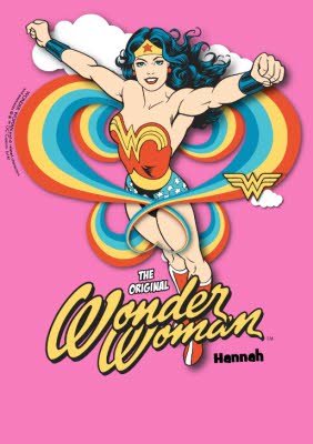 Wonder Woman Vintage Personalised Name Bright Pink T-Shirt