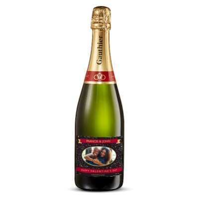 Personalised Champagne Valentines Photo Upload 75cl