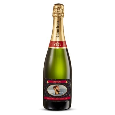 Valentines Personalised Champagne Photo Upload 75cl