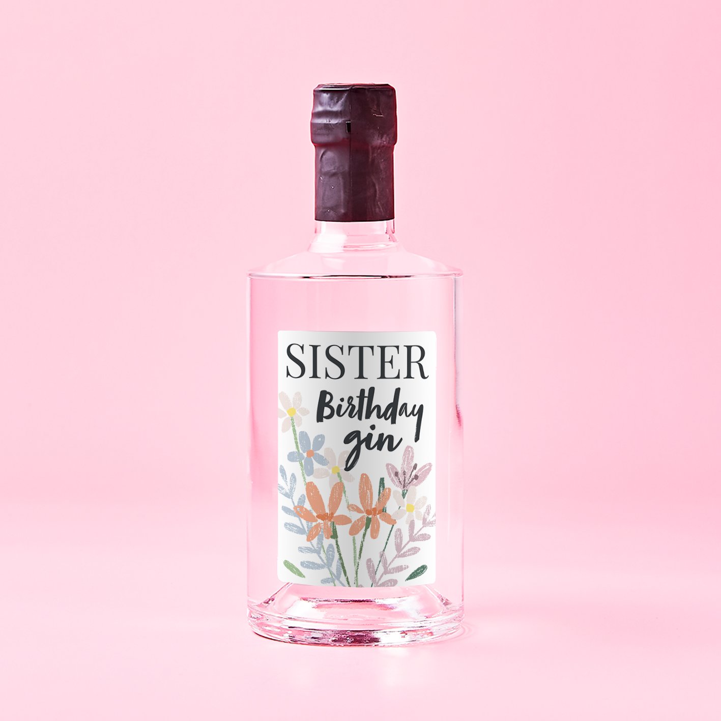 Personalised Sister's Birthday Pink Gin 70Cl Alcohol